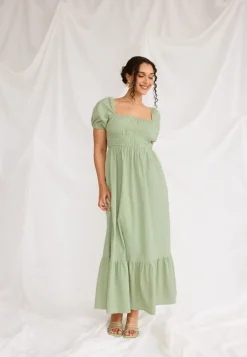 Square Neck Cotton Maxi Dress