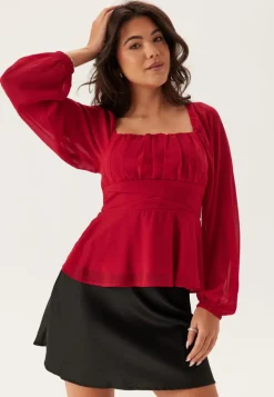 Square Neck L/S Georgette Blouse