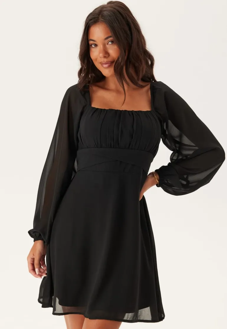Square Neck L/S Georgette Dress