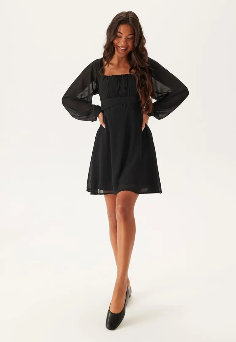Square Neck L/S Georgette Dress