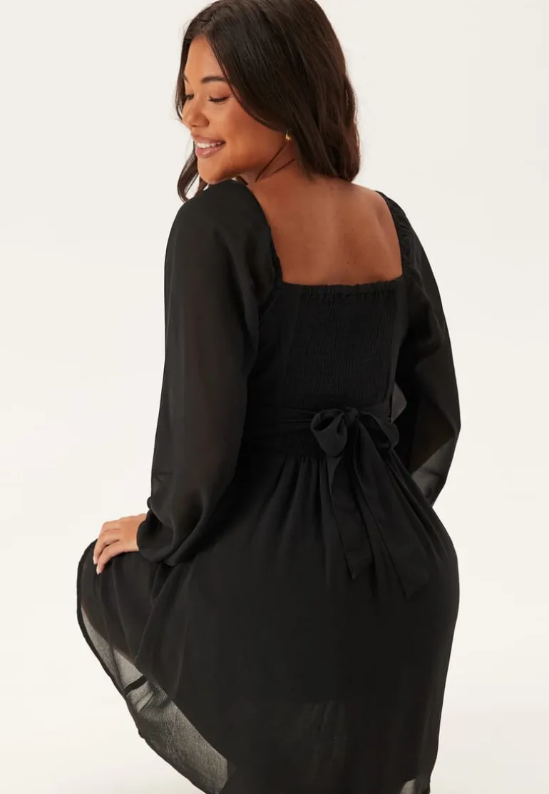 Square Neck L/S Georgette Dress