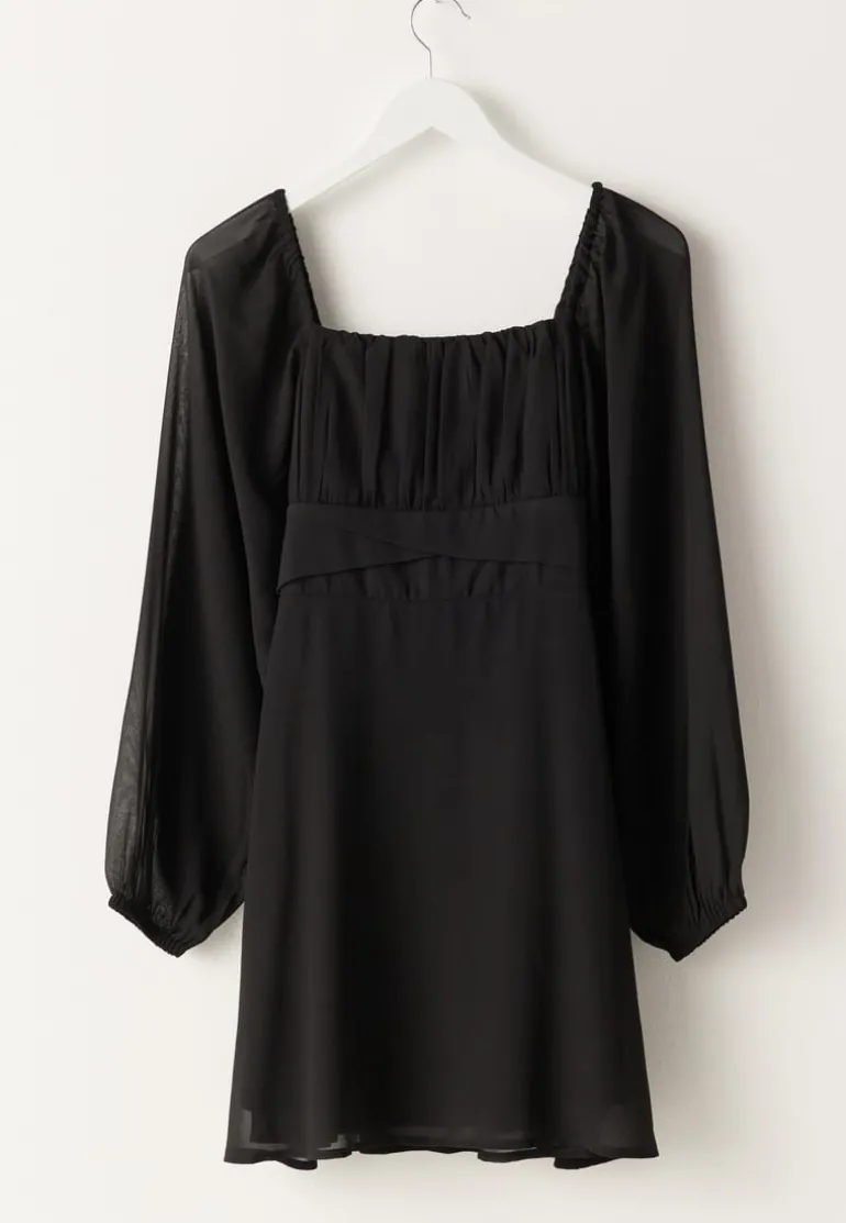 Square Neck L/S Georgette Dress