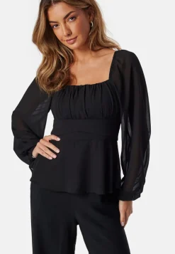 Square Neck L/S Georgette Blouse