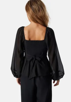 Square Neck L/S Georgette Blouse