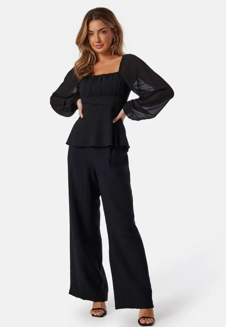 Square Neck L/S Georgette Blouse