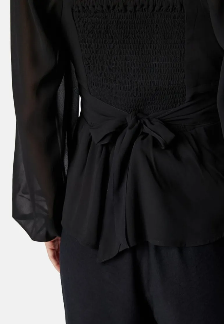 Square Neck L/S Georgette Blouse