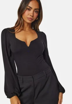Square V-neck Long Sleeve Puff Top