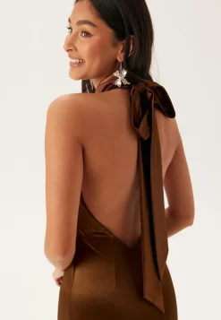 Stretch Satin Halterneck Gown