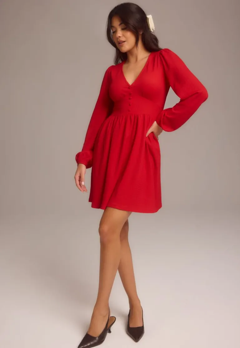 Structure Button Mini Dress