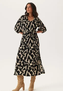 Structured Puff Sleeve Midi Dress