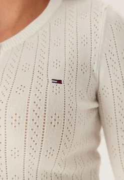 Tjw Pointelle Crew Neck Cardigan