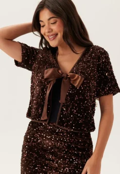 Vibelieve S/S TIE SEQUINS TOP