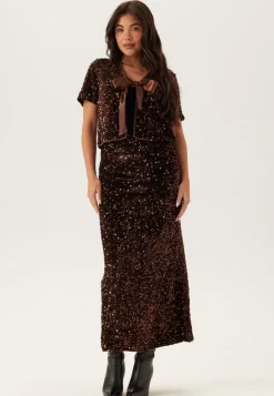 Vibelieve S/S TIE SEQUINS TOP