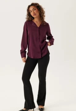 Viellette V-neck L/S Satin Shirt