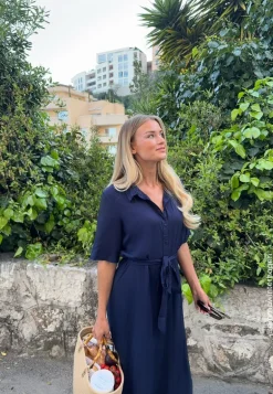 Viscose Belted Shirt Dress