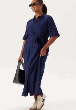 Viscose Belted Shirt Dress