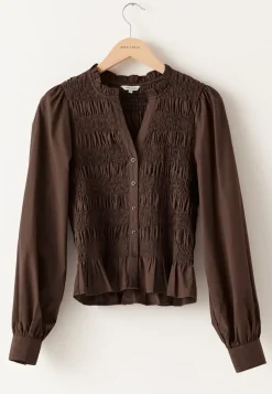 V-neck Cotton Smock Blouse