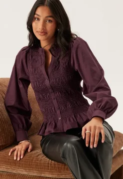 V-neck Cotton Smock Blouse