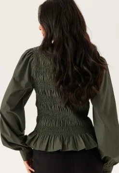 V-neck Cotton Smock Blouse