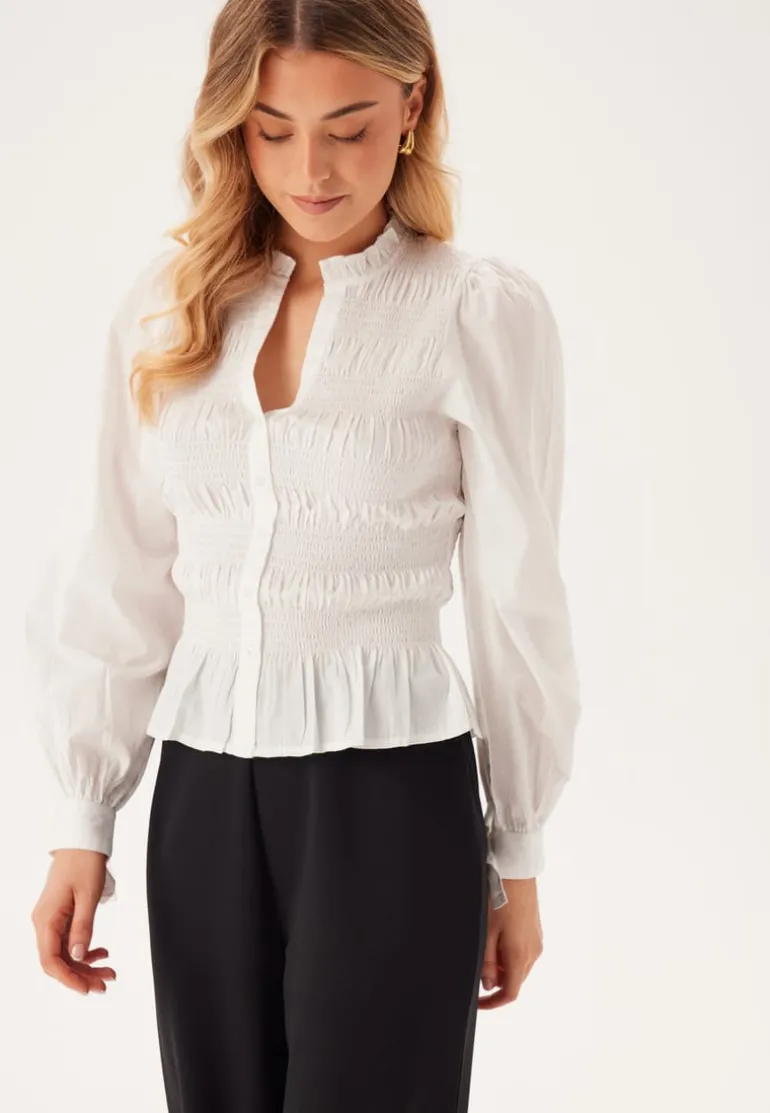 V-neck Cotton Smock Blouse