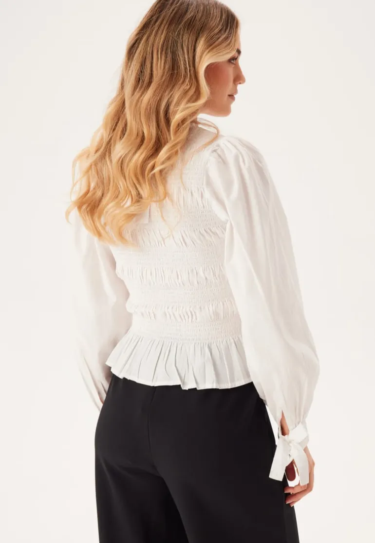 V-neck Cotton Smock Blouse