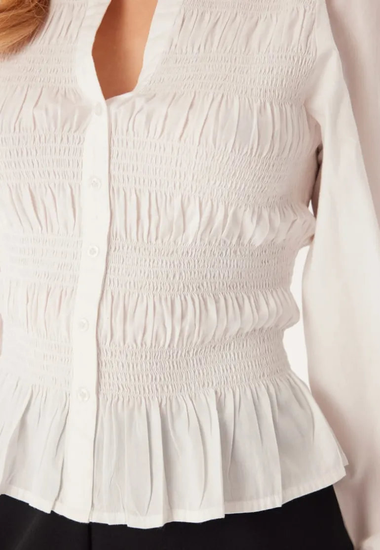 V-neck Cotton Smock Blouse