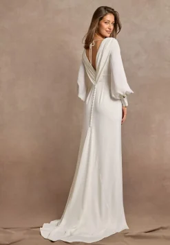 Waterfall Back Satin Wedding Gown