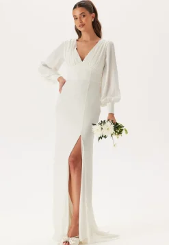 Waterfall Back Satin Wedding Gown