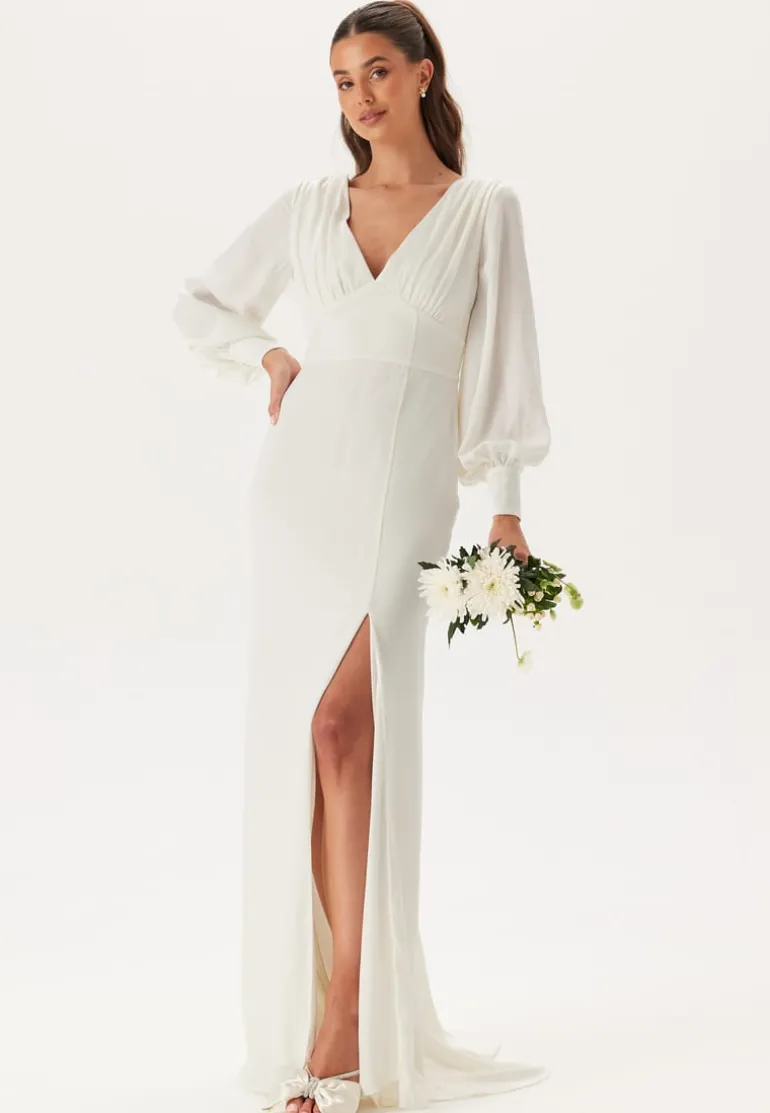 Waterfall Back Satin Wedding Gown